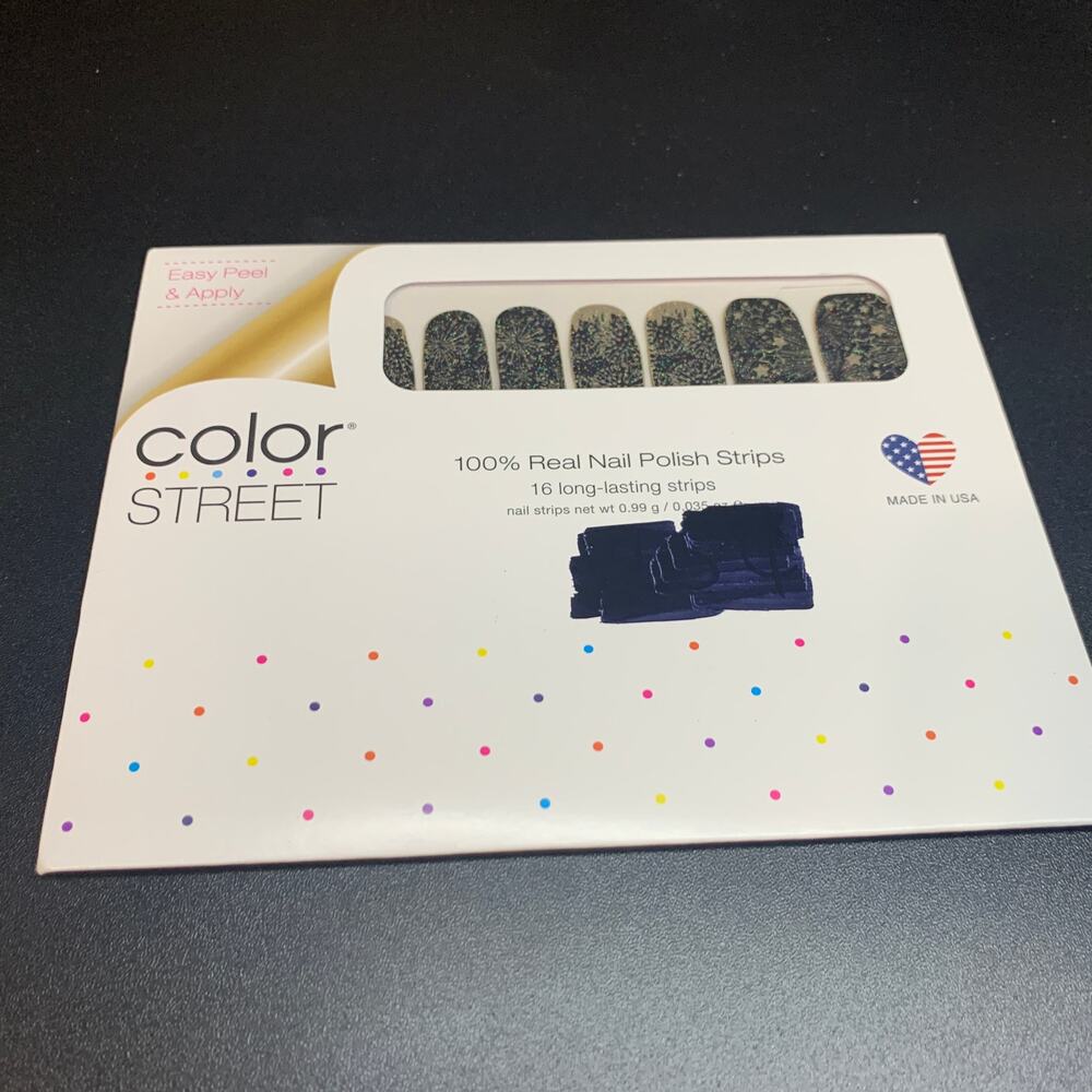 NIP Color Street NEW YEAR WISHES FDS550 black gold metallic nail polish strips